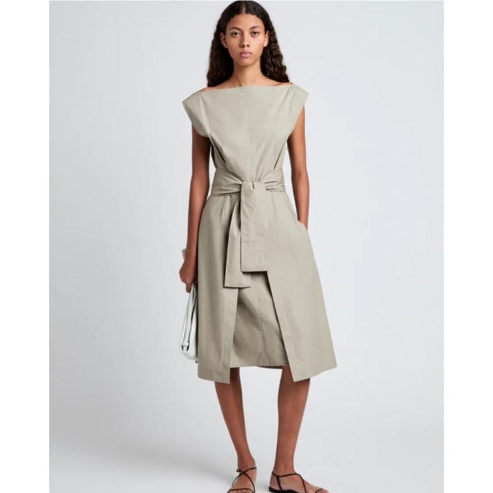 Proenza Schouler Caro Poplin Midi Dress in Granite 2